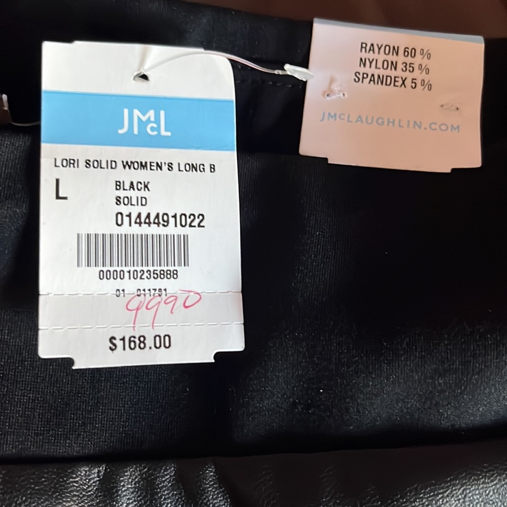 J McLaughlin black faux leather front leggings soft cotton back/ band Large NWT - Picture 5 of 5